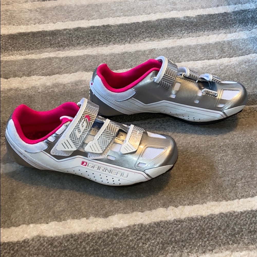 Women's Road Cycling Shoes - Silver with Pink